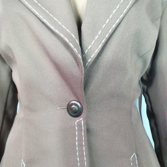 NWT Vintage womens blazer tan brown office One Button formal suit - Picture 6 of 7